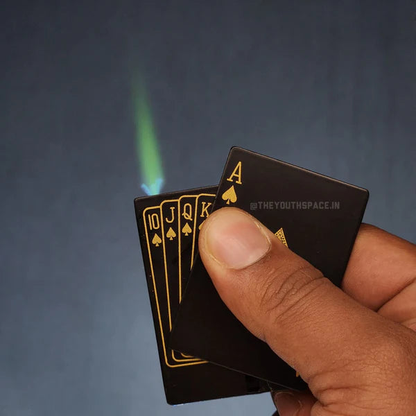 Green Flame Jet Ignition Ace Lighter (Metallic; Gold)