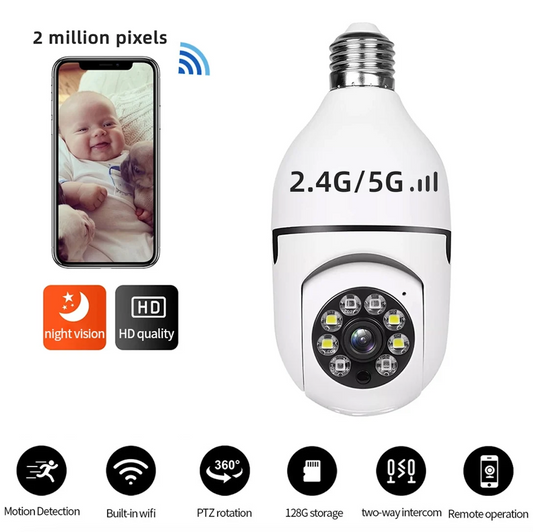 🎁 5G Wireless Wifi Light Bulb Security Camera 🔥LIMITED OFFER 18% OFF🔥
