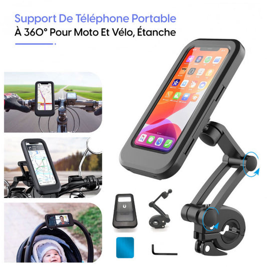 Phone Holder for Motorcycle and Bicycle, Waterproof 360° Rotation with Water-Resistant Screen.