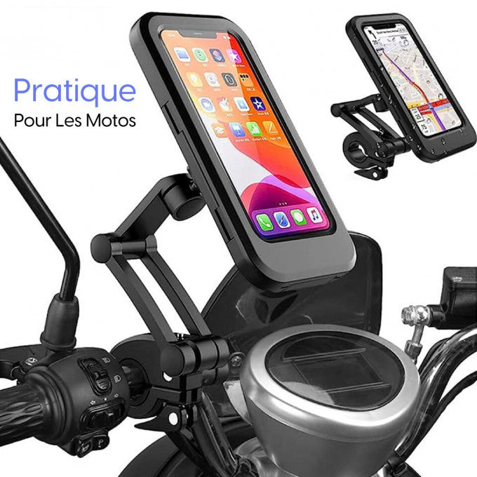 Phone Holder for Motorcycle and Bicycle, Waterproof 360° Rotation with Water-Resistant Screen.