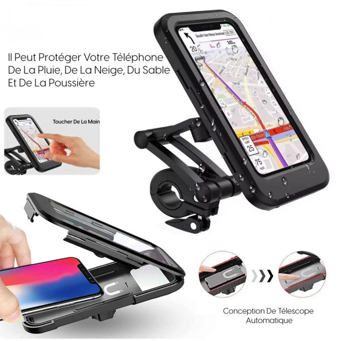 Phone Holder for Motorcycle and Bicycle, Waterproof 360° Rotation with Water-Resistant Screen.