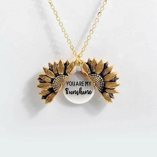🌞"You Are My Sunshine" Sunflower Necklace🌻(Double-sided engraving)