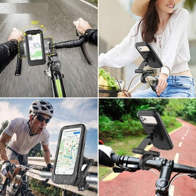 Phone Holder for Motorcycle and Bicycle, Waterproof 360° Rotation with Water-Resistant Screen.